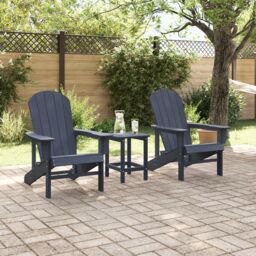 Berkfield Home 3 Piece Garden Lounge Set Navy Blue HDPE - thumbnail 4