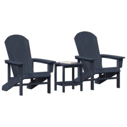 Berkfield Home 3 Piece Garden Lounge Set Navy Blue HDPE - thumbnail 3