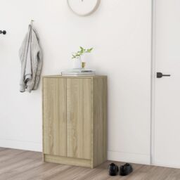 Berkfield Home Shoe Cabinet Sonoma Oak 60x35x92 cm Engineered Wood in Brown - Size: 60 x 35 x 92 cm - thumbnail 3