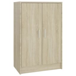 Berkfield Home Shoe Cabinet Sonoma Oak 60x35x92 cm Engineered Wood in Brown - Size: 60 x 35 x 92 cm - thumbnail 2