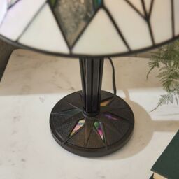 Loops Small Tiffany Glass Table Lamp - Art Deco Style - Requires 40W E14 Golf Bulb LED in Clear - thumbnail 4