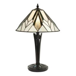 Loops Small Tiffany Glass Table Lamp - Art Deco Style - Requires 40W E14 Golf Bulb LED in Clear - thumbnail 1