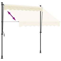 Berkfield Home Retractable Awning Cream 250x150 cm Fabric & Steel - thumbnail 6