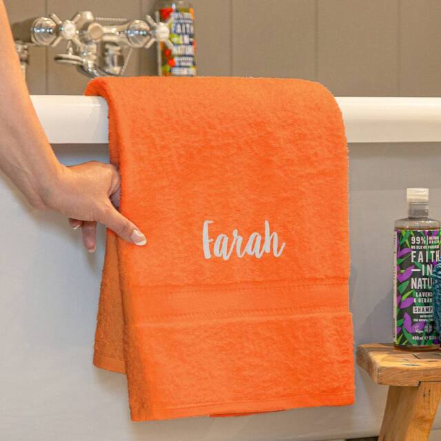Duncan Stewart Personalised Luxury Cotton Bath Towel in Orange - image 1