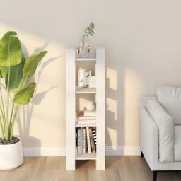 Berkfield Home Book Cabinet/Room Divider White 41x35x125 cm Solid Wood Pine - Size: 41 x 35 x 125 cm - thumbnail 1