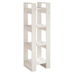 Berkfield Home Book Cabinet/Room Divider White 41x35x125 cm Solid Wood Pine - Size: 41 x 35 x 125 cm - thumbnail 2