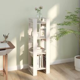Berkfield Home Book Cabinet/Room Divider White 41x35x125 cm Solid Wood Pine - Size: 41 x 35 x 125 cm - thumbnail 6