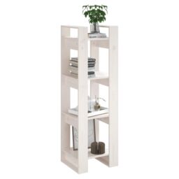 Berkfield Home Book Cabinet/Room Divider White 41x35x125 cm Solid Wood Pine - Size: 41 x 35 x 125 cm - thumbnail 5