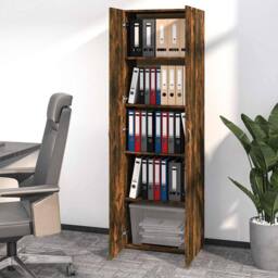 Berkfield Home Office Cabinet Smoked Oak 60x32x190 cm Engineered Wood in Brown - Size: 60 x 32 x 190 cm - thumbnail 1