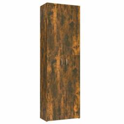 Berkfield Home Office Cabinet Smoked Oak 60x32x190 cm Engineered Wood in Brown - Size: 60 x 32 x 190 cm - thumbnail 3
