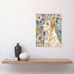 "Artery8 Labrador Retriever Dog Lover Floral Pastel Colour Wall Art Print - Size: W12"" x H16""" - thumbnail 4
