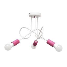 Netlighting Oxford Multi Arm Semi Flush Ceiling Light White Pink 38cm