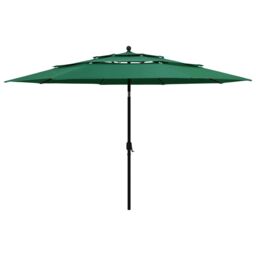 Berkfield Home 3-Tier Parasol with Aluminium Pole Green 3.5 m