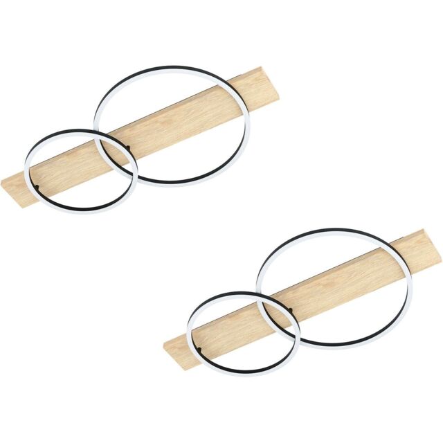 Loops 2 PACK Wall Flush Ceiling Light Black Brown Shade White Plastic LED 1x12W 1x12W - image 1