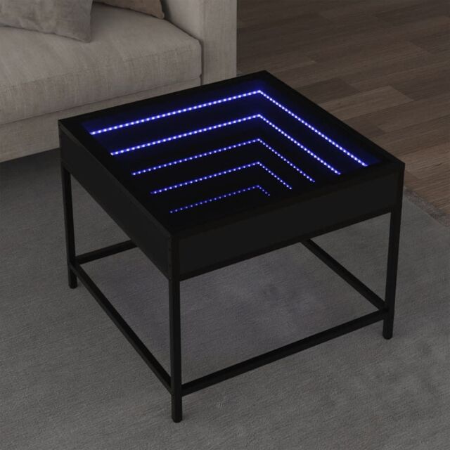 Berkfield Home Coffee Table with Infinity LED Black 50x50x41 cm - Size: 50 x 50 x 41 cm - image 1