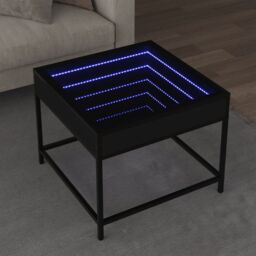 Berkfield Home Coffee Table with Infinity LED Black 50x50x41 cm - Size: 50 x 50 x 41 cm - thumbnail 1