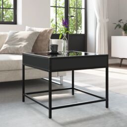 Berkfield Home Coffee Table with Infinity LED Black 50x50x41 cm - Size: 50 x 50 x 41 cm - thumbnail 4