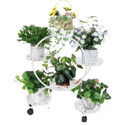 Pirlo Plush Round Metal Indoor Outdoor Plant Stand Organiser With 6 Tiers White - thumbnail 5