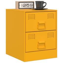 Berkfield Home Bedside Cabinets 2 pcs Yellow 34.5x39x44 cm Steel - thumbnail 3