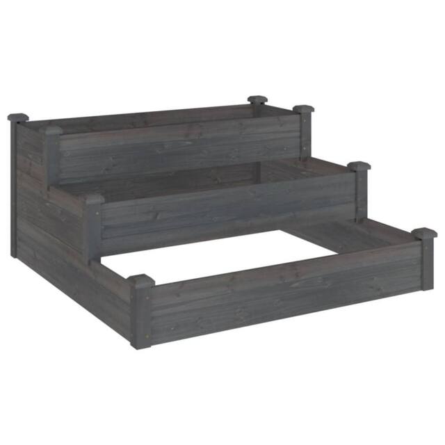 Berkfield Home Garden Raised Bed Grey 120x120x56 cm Solid Wood Fir - Size: 120 x 120 x 56 cm - image 1
