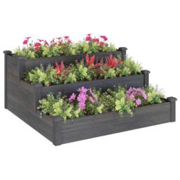 Berkfield Home Garden Raised Bed Grey 120x120x56 cm Solid Wood Fir - Size: 120 x 120 x 56 cm - thumbnail 3