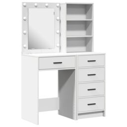Berkfield Home 2 Piece Dressing Table Set with LED White Engineered Wood - thumbnail 2