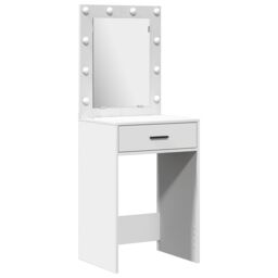 Berkfield Home 2 Piece Dressing Table Set with LED White Engineered Wood - thumbnail 4