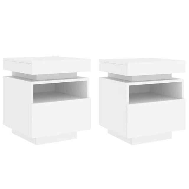 Berkfield Home Bedside Cabinets with LED Lights 2 pcs White 40x39x48.5 cm - image 1