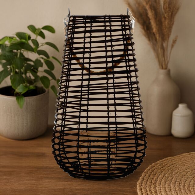 Orsina Lentigo Large Rattan Lantern in Black - image 1