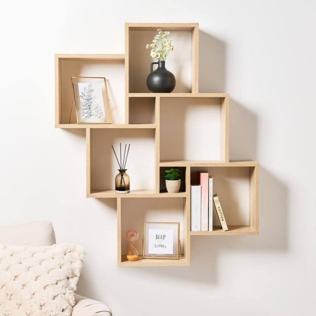 OHS 6 Cube Floating Shelves Wall Mounted Storage Combination in Light Oak - image 1