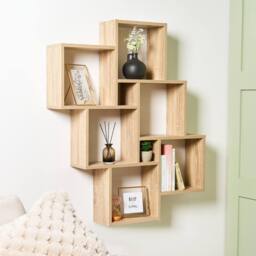 OHS 6 Cube Floating Shelves Wall Mounted Storage Combination in Light Oak - thumbnail 2