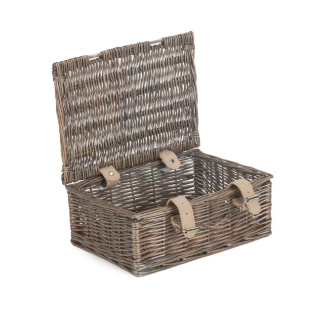 Red Hamper Wicker 25m Antique Wash Willow Handle Picnic Basket in Grey - image 1