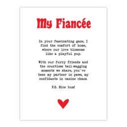 "Artery8 Love Poem Dog Lover Fiancée Romantic Poetry Fun Wall Art Print in White - Size: W24"" x H32""" - thumbnail 1