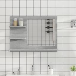 Berkfield Home Practical Bathroom Mirror Grey Sonoma 60x10.5x45 cm Engineered Wood - thumbnail 2
