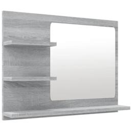 Berkfield Home Practical Bathroom Mirror Grey Sonoma 60x10.5x45 cm Engineered Wood - thumbnail 3