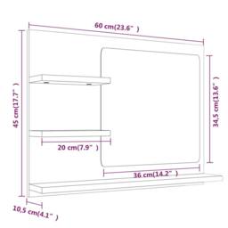 Berkfield Home Practical Bathroom Mirror Grey Sonoma 60x10.5x45 cm Engineered Wood - thumbnail 8