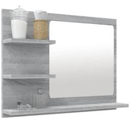 Berkfield Home Practical Bathroom Mirror Grey Sonoma 60x10.5x45 cm Engineered Wood - thumbnail 6