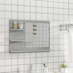 Berkfield Home Practical Bathroom Mirror Grey Sonoma 60x10.5x45 cm Engineered Wood - thumbnail 7