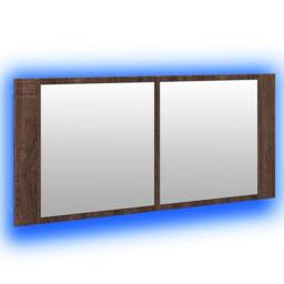 Berkfield Home LED Bathroom Mirror Cabinet Brown Oak 100x12x45 cm - Size: 100 x 12 x 45 cm - thumbnail 5