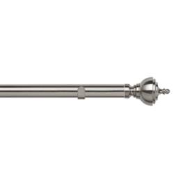New Edge Blinds 28mm Fixed Length Metal Eyelet Curtain Pole Set - Vienna Finial in Silver - Size: 360 cm