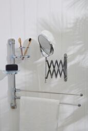 Orsina Aluminium 2 Arm Towel Rail, Swinging Bath Towel Hanger Rack, Towel Bars With Toothbrush Holder & Soap Dish in Silver - thumbnail 2