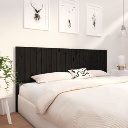 Berkfield Home Bed Headboard Black 205.5x4x100 cm Solid Wood Pine - thumbnail 4