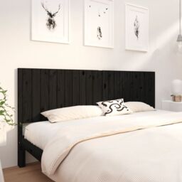 Berkfield Home Bed Headboard Black 205.5x4x100 cm Solid Wood Pine - thumbnail 1