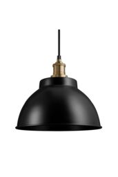 Industville Brooklyn Dome Pendant, 13 Inch, Black, Brass Holder in Black - thumbnail 2