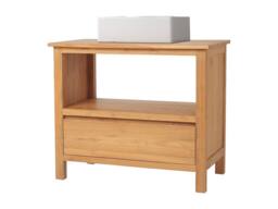 Vente-unique Teak Bathroom Unit With Single Basin - 90 Cm - KETAPANG in Light Oak - thumbnail 2
