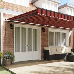 Berkfield Home Manual Retractable Awning Orange & Brown 600x350 cm - thumbnail 3