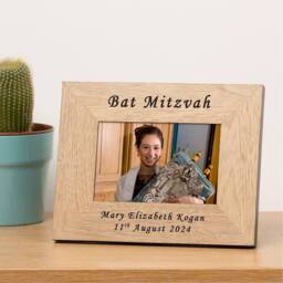 Uniqueful Personalised Bar Mitzvah Wood Picture Frame 6x4 Child Silver Finish in Brown - thumbnail 5