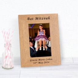 Uniqueful Personalised Bar Mitzvah Wood Picture Frame 6x4 Child Silver Finish in Brown - thumbnail 4