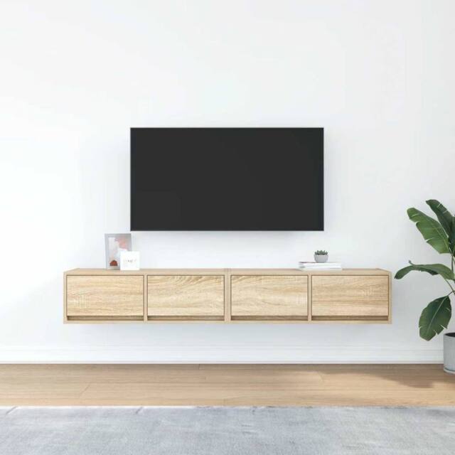 Berkfield Home TV Cabinets 2 pcs Sonoma Oak 80x31x25.5 cm Engineered Wood in Light Tan - image 1