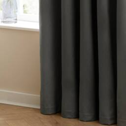Furn The Ultimate Velvet Room Darkening Eyelet Curtain Pair in Charcoal - Size: 168 cm width x 229 cm drop - thumbnail 5